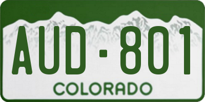 CO license plate AUD801