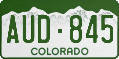 CO license plate AUD845