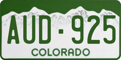 CO license plate AUD925