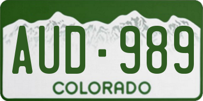 CO license plate AUD989