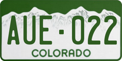 CO license plate AUE022