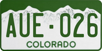 CO license plate AUE026