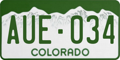 CO license plate AUE034