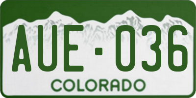 CO license plate AUE036