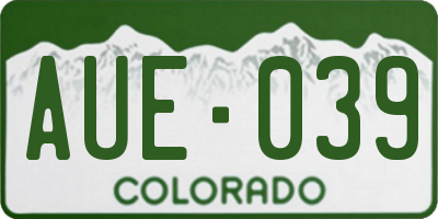 CO license plate AUE039