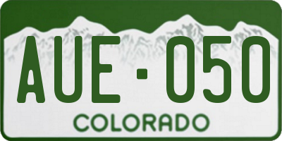 CO license plate AUE050
