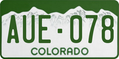 CO license plate AUE078
