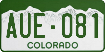 CO license plate AUE081