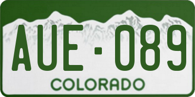 CO license plate AUE089