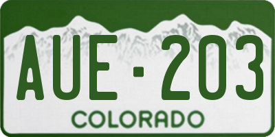 CO license plate AUE203