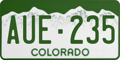 CO license plate AUE235