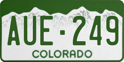CO license plate AUE249