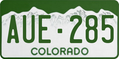 CO license plate AUE285