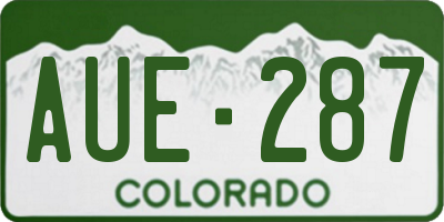 CO license plate AUE287