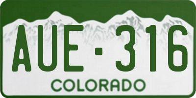 CO license plate AUE316