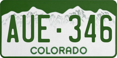 CO license plate AUE346