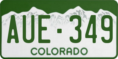 CO license plate AUE349