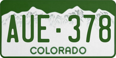 CO license plate AUE378