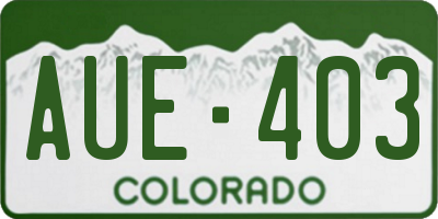 CO license plate AUE403