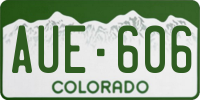 CO license plate AUE606