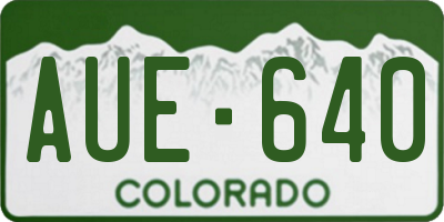 CO license plate AUE640
