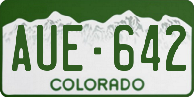 CO license plate AUE642