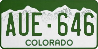 CO license plate AUE646