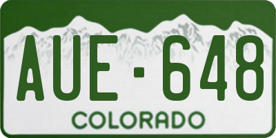 CO license plate AUE648