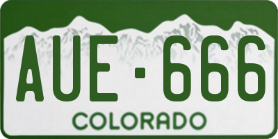 CO license plate AUE666
