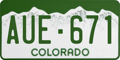 CO license plate AUE671