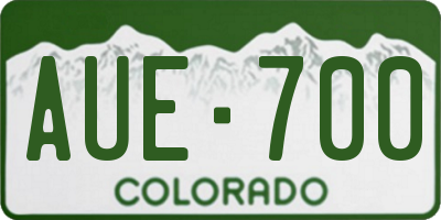CO license plate AUE700