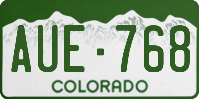 CO license plate AUE768