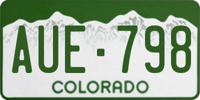 CO license plate AUE798