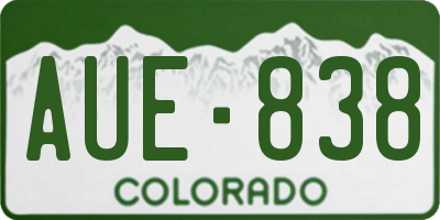 CO license plate AUE838