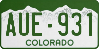 CO license plate AUE931