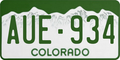CO license plate AUE934