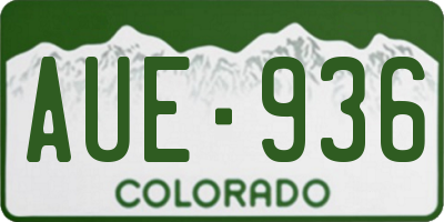 CO license plate AUE936