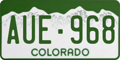 CO license plate AUE968
