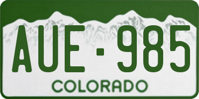 CO license plate AUE985