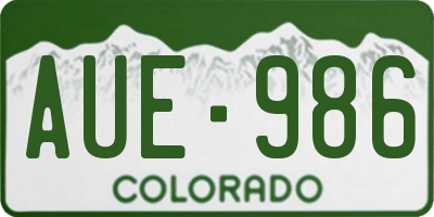 CO license plate AUE986