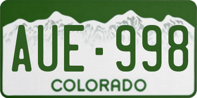 CO license plate AUE998