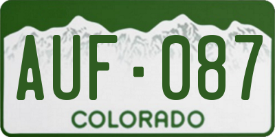 CO license plate AUF087