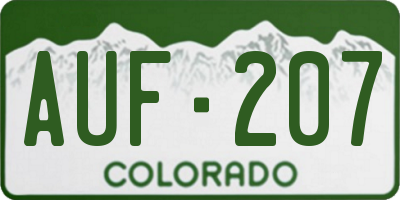 CO license plate AUF207