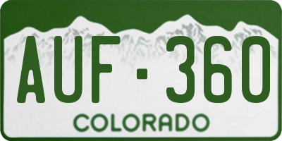 CO license plate AUF360