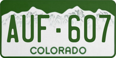 CO license plate AUF607