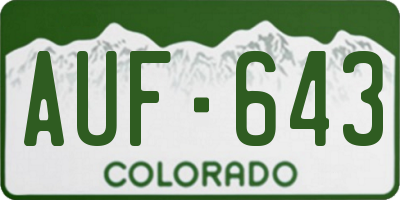 CO license plate AUF643