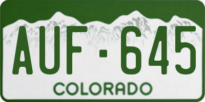 CO license plate AUF645