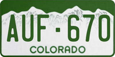 CO license plate AUF670