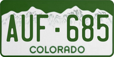 CO license plate AUF685