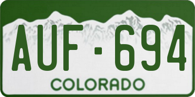 CO license plate AUF694